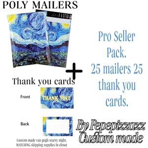 50 pk VAN Gogh THANK YOU CARD & Matching mailers. Self sealing + waterproof